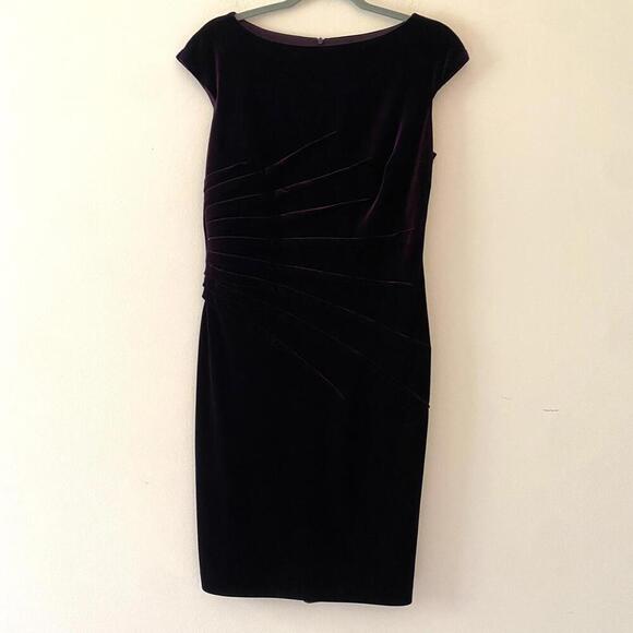 DAVID MEISTER purple velvet boatneck dress - Picture 1 of 4